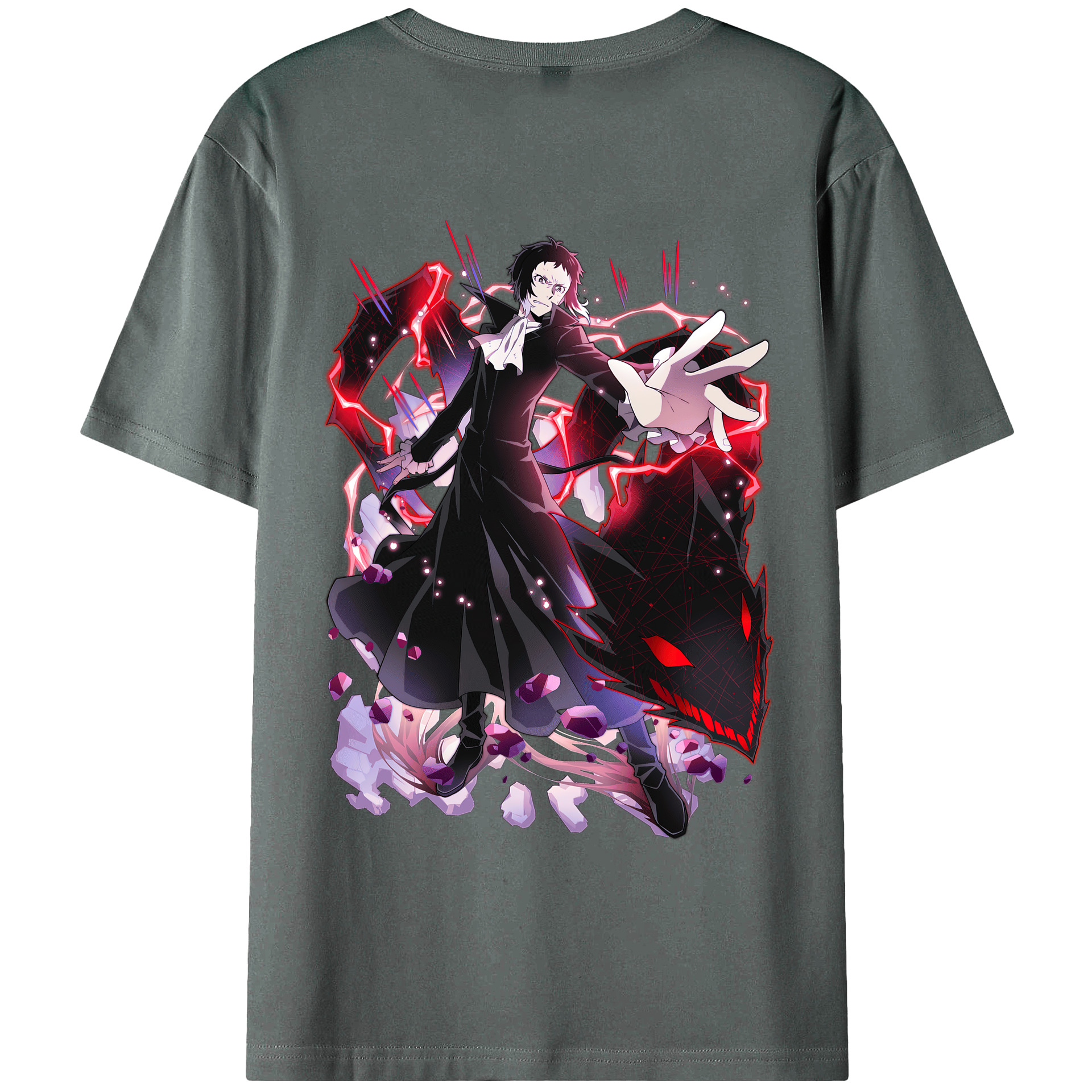 （画像用） 文豪ストレイドッグス Bungo Stray Dogs 綿100％ メンズ半袖Tシャツ（バックプリント） 通気性